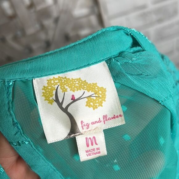 Fig and Flower Turquoise Blouse with Embroidered Design - Picture 6 of 7